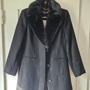 J. Crew Collection Savoy Faux Fur-Trim Topcoat Size 0 NWT